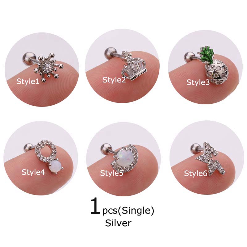 1 Chiếc Khuyên Tai Bằng Thép Dài 6mm