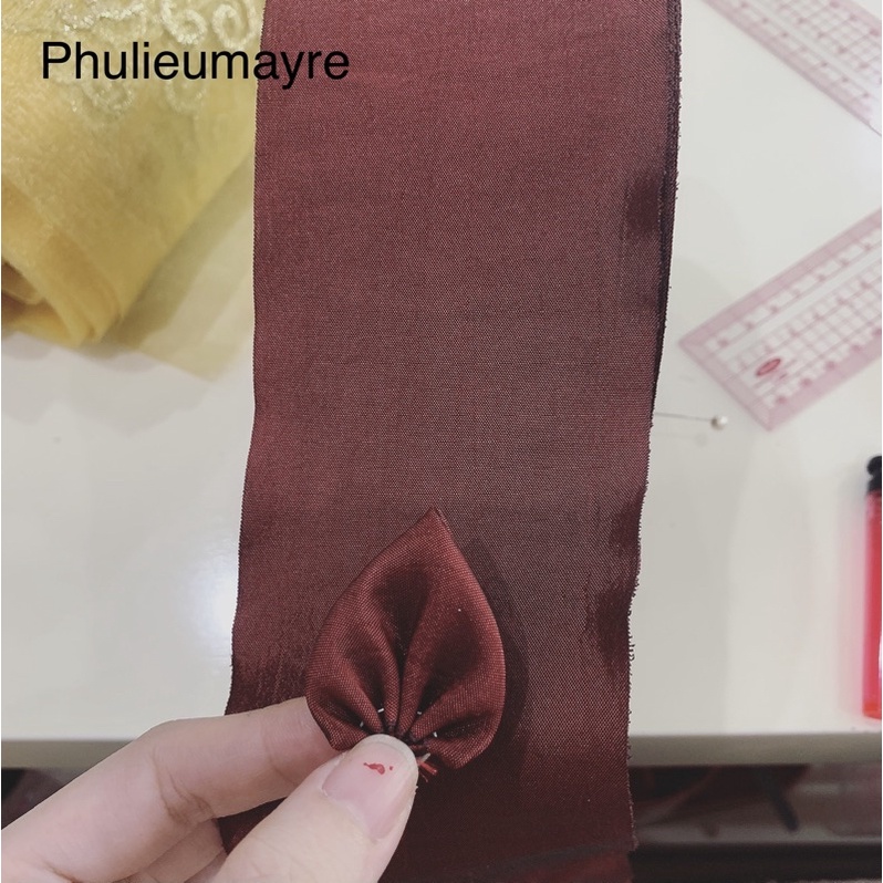 Ruy băng lụa 7cm nâu đỏ (ribbon)