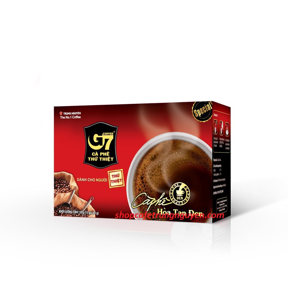 Cà Phê G7 Đen Không Đường hộp 15 gói - Cafe Hoà Tan Trung Nguyên