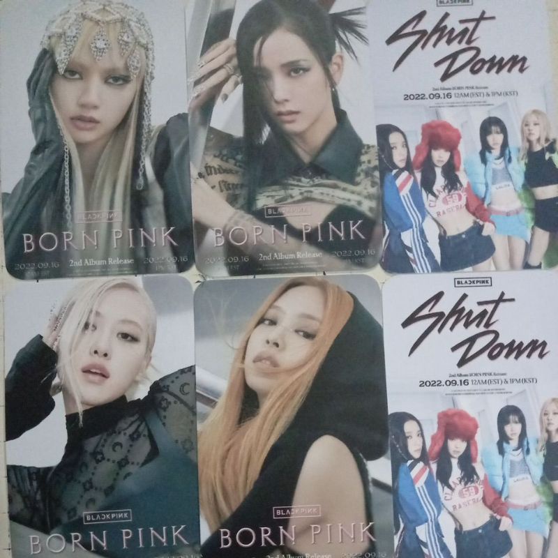 Set 4 card giấy bo góc in 2 mặt ảnh nhóm BLACKPINK - Born Pink - Shut Down