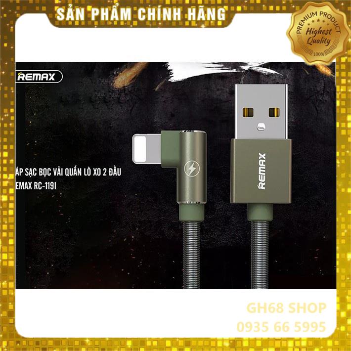 Cáp Sạc Iphone Chính Hãng Remax RC-119i - Dây Sạc Nhanh 2.4A Quặp Chữ L Chống Gãy Tiện Lợi Chơi Game, Xem phim Dài 1M