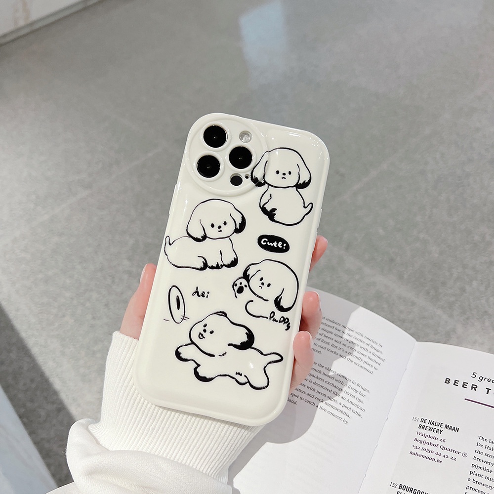 Ốp Điện Thoại tpu Dẻo In Hình Chó Đáng Yêu Chống Sốc Cho iphone 11 12 13 pro max mini XR XS 7 8 plus