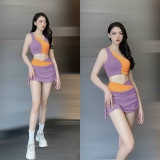 Bộ áo bra quần váy phối màu tập gym-aerobic siêu xinh