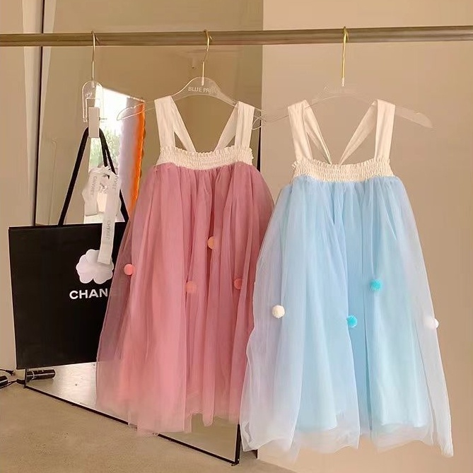 Đầm Công Chúa Hai Dây Thời Trang Mùa Hè Hàn Quốc Cho Bé Gái