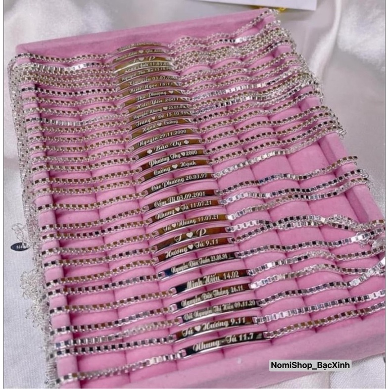 Lắc tay bạc Miễn phí khắc tên thời trang xinh cá tính độc đáo phong cách Mainomi Shop Bạc Xinh