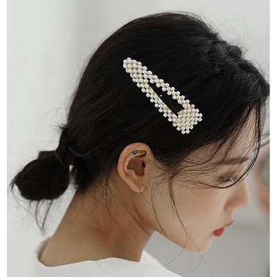 Bộ 3 kẹp tóc kim loại đính ngọc trai