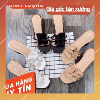 [ Free Ship - Hàng Cao Cấp] Dép Lê Nơ Da Gót Bọc Đồng 2 cm - Dép Lê Nữ Thời Trang - Dép Lê Nữ Mùa Hè - Dép Lê Nữ Đẹp