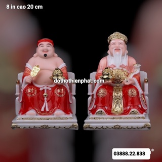 Cặp thần tài ông địa đá 8in mẫu mới màu đỏ nhiều kích thước