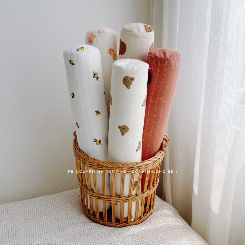 Gối ôm xô muslin chần bông cao cấp