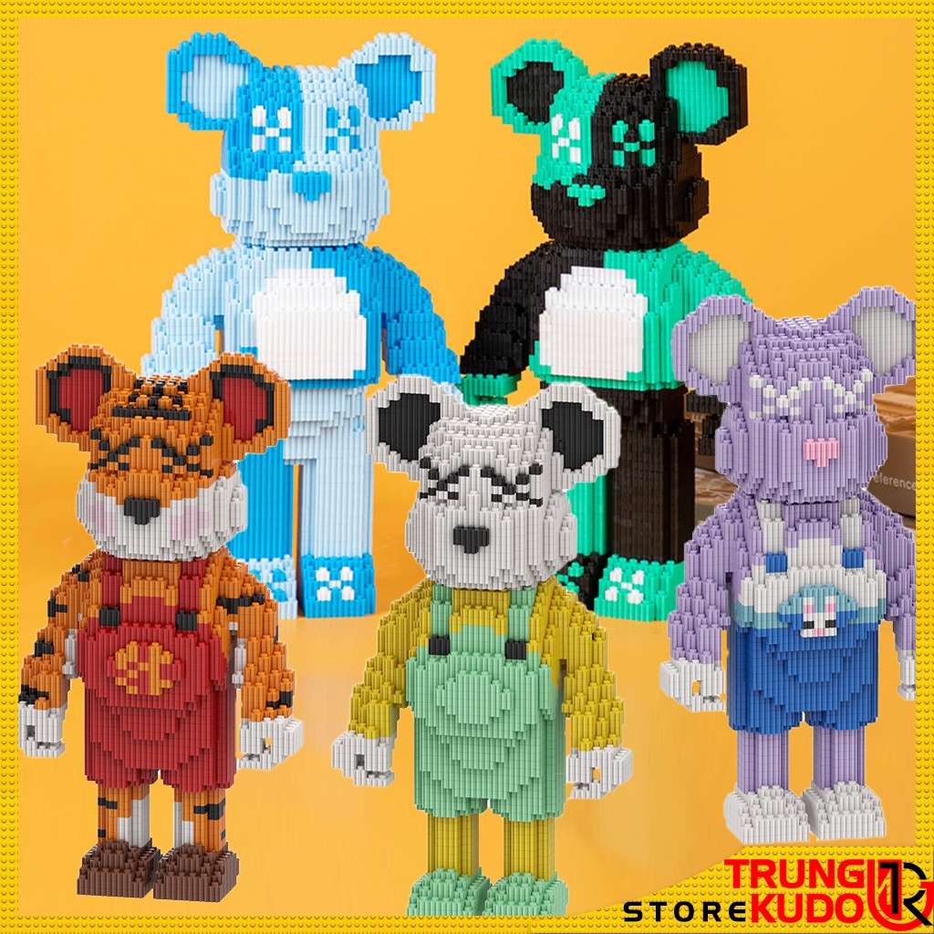 Mô hình Bearbrick lớn hơn 34cm dạng đồ chơi lắp ráp gấu Beabrick làm quà tặng trang trí decor nhà