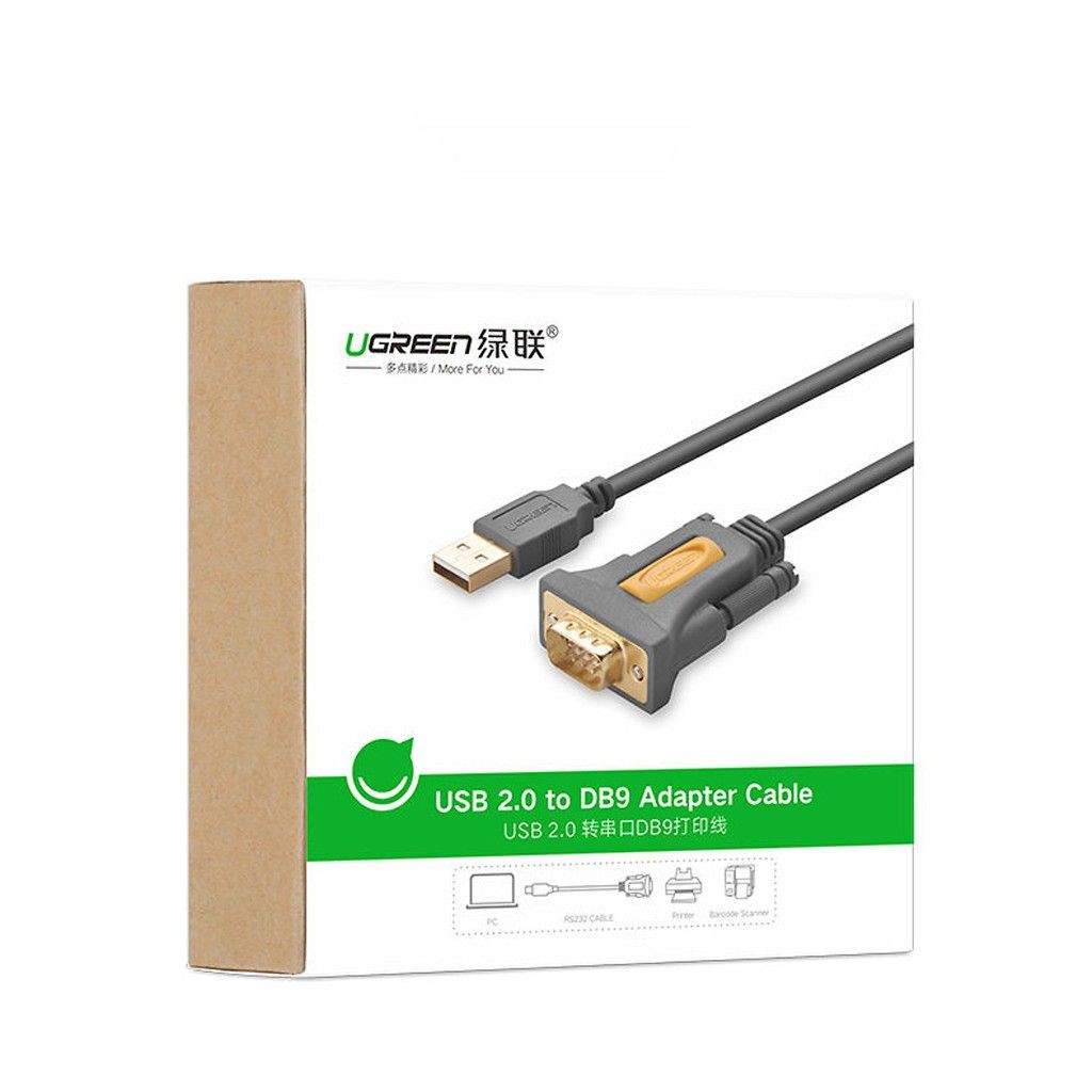 Cáp chuyển đổi USB sang Com RS232 (DB9) dài 1,5m UGREEN 20201 - Hàng chính hãng bảo hành 18 tháng