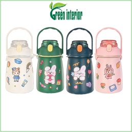 Bình giữ nhiệt cao cấp có dung tích 1000ml, Greenfurni inox 304 không gỉ (Màu xanh lá cây)