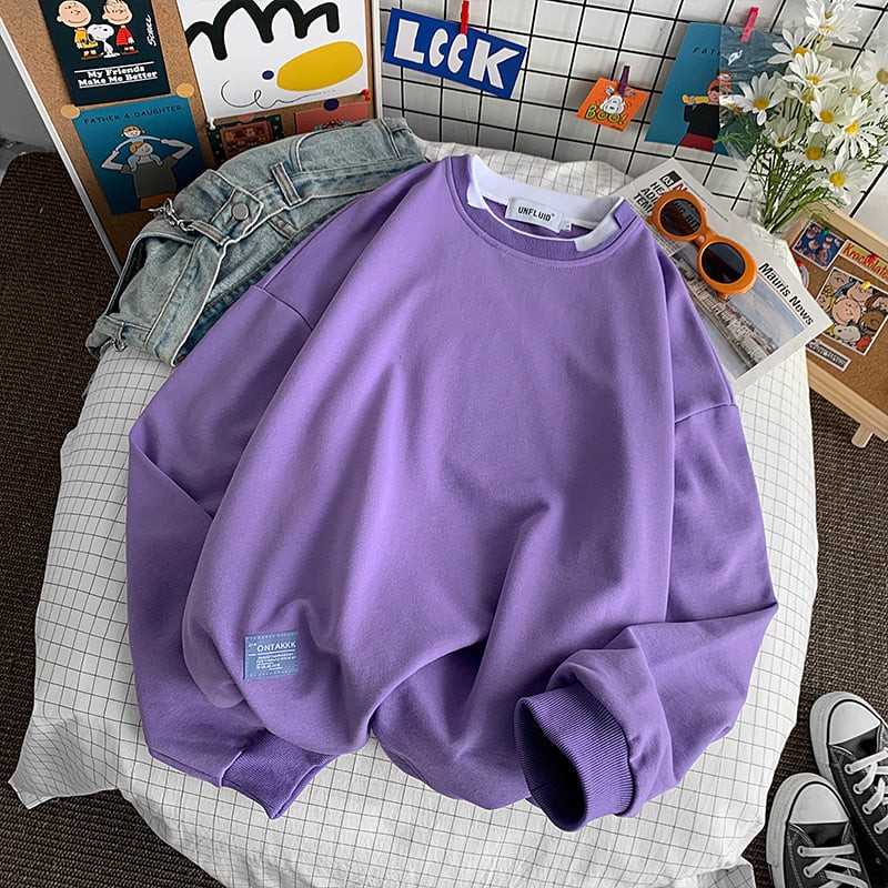Áo Sweater Layer dáng Unisex - Áo thun tay dài thu đông chất liệu nỉ cotton mềm mịn cổ tròn