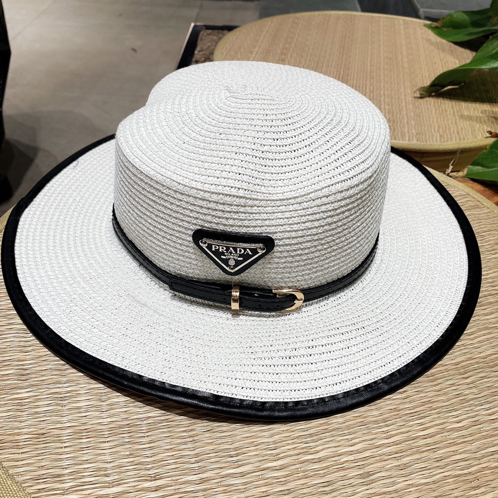 Mũ cói nữ đi biển thắt dây da không gây ngứa đầu cực sang chảnh Ròm House mũ cói phong cách Hàn quốc cao cấp