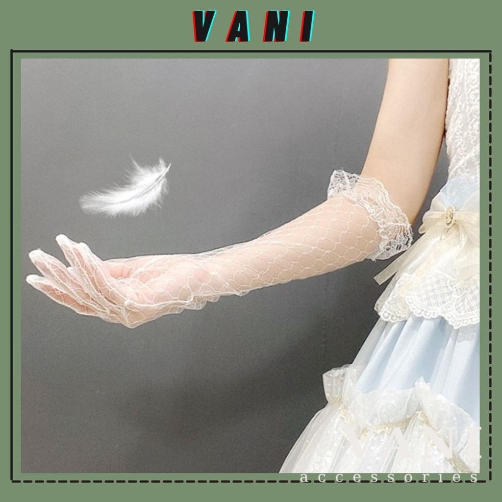Găng Tay Ren Lưới Dài Lolita - Phụ Kiện Cosplay - Vani Store [TAT00134]