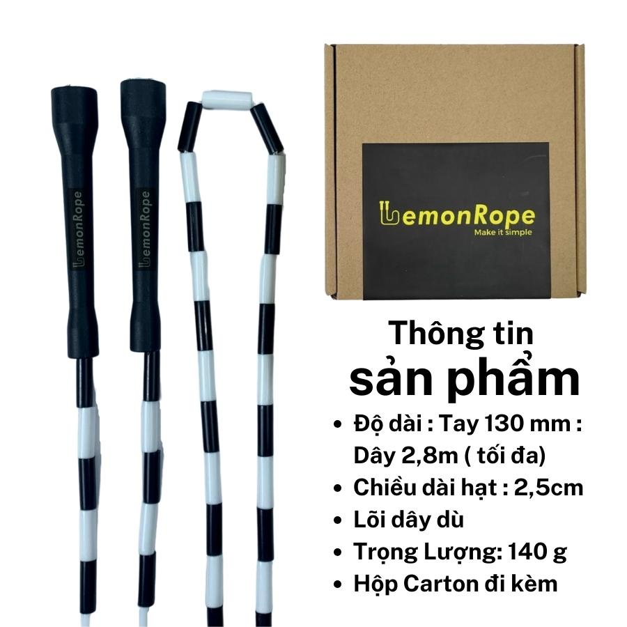 Dây nhảy Beaded, chuỗi hạt, Dây nhảy thể dục - LemonRope Skill - Chất liệu Nhựa cao cấp, Siêu bền-Màu Đen Trắng