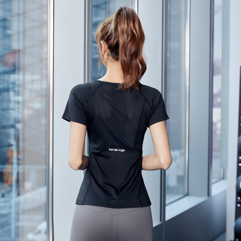 Áo tập gym, yoga nữ Louro LA35, kiểu áo tập thể thao nữ tay ngắn, chất liệu thoáng mát, co giãn 4 chiều