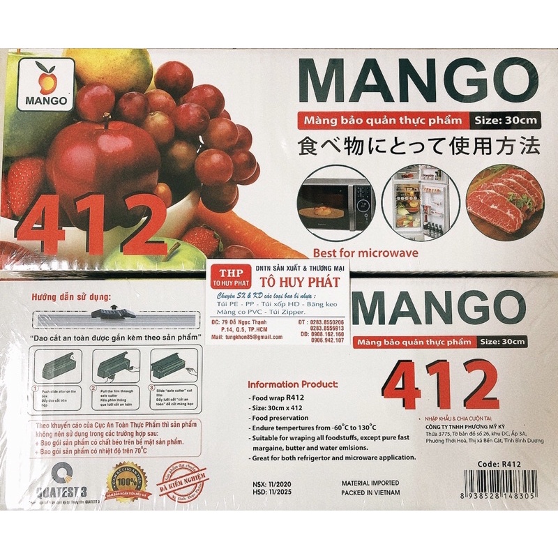Màng Bọc Thực Phẩm Mango (Dùng được lò vi sóng)