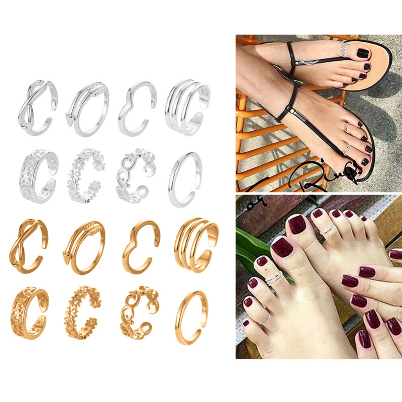 Bộ Nhẫn Đeo Ngón Chân Không Gây Dị Ứng Có Thể Điều Chỉnh Kích Thước Thời Trang Mùa Hè Dành Cho Nữ