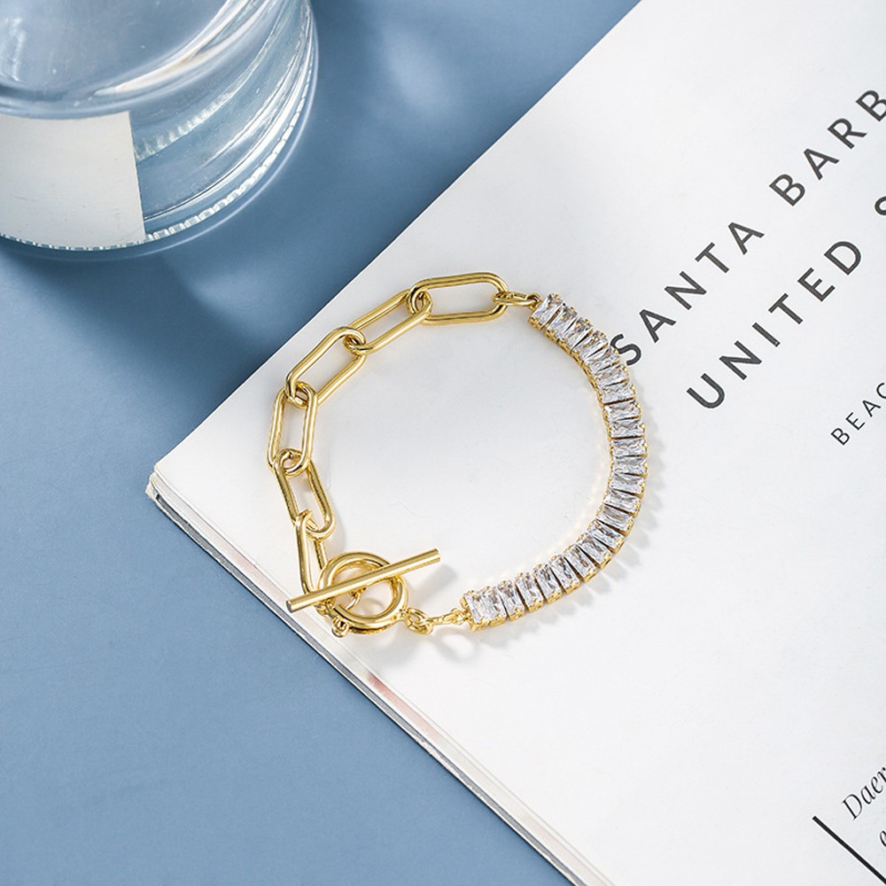 OT Vòng Tay Mạ Bạc Họa Tiết Hình Học Thời Trang Cho Nữ