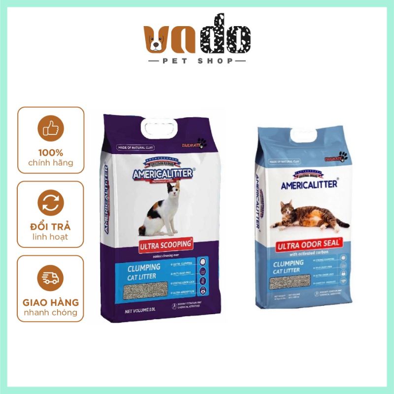 Cát vệ sinh cho mèo FRESH MAX (America Litter 10L), American Cát vệ sinh cho mèo siêu khử mùi, siêu vón, không bụi