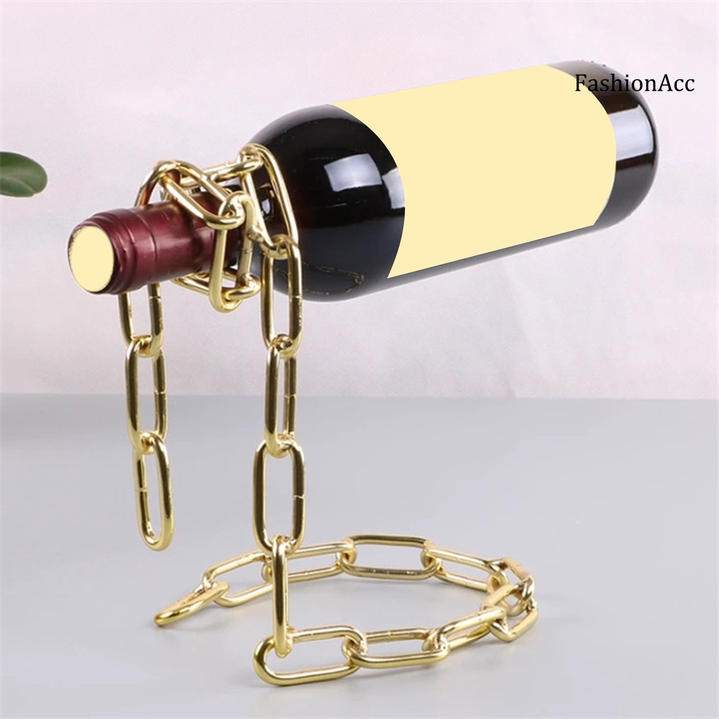 Giá đỡ chai rượu vang bằng thép có dây xích thiết kế thanh lịch cho nhà bếp