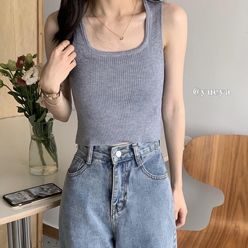 Áo Ống Dệt Kim Không Tay Thiết Kế Mới Mùa Hè Cho Nữ