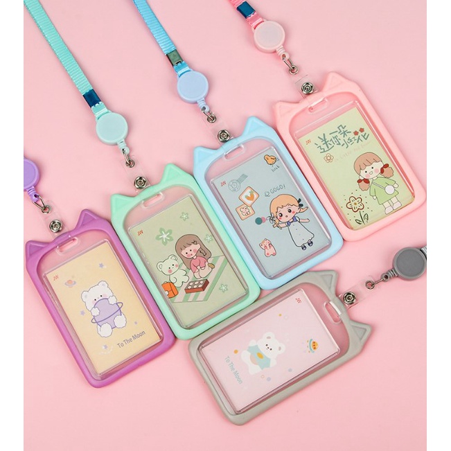 Thẻ đeo sinh viên có dây rút tai mèo cute