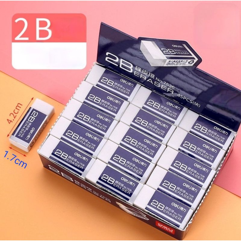Gôm tẩy chì 2B màu trắng 4.2cm nhỏ gọn giá rẻ ShopMaeum610