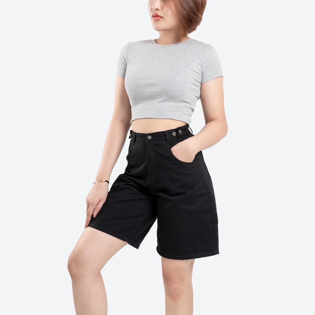 Quần short jean lưng thun đai chỉnh eo, quần bò nữ cạp chun có Bigsize 70kg (S1113)