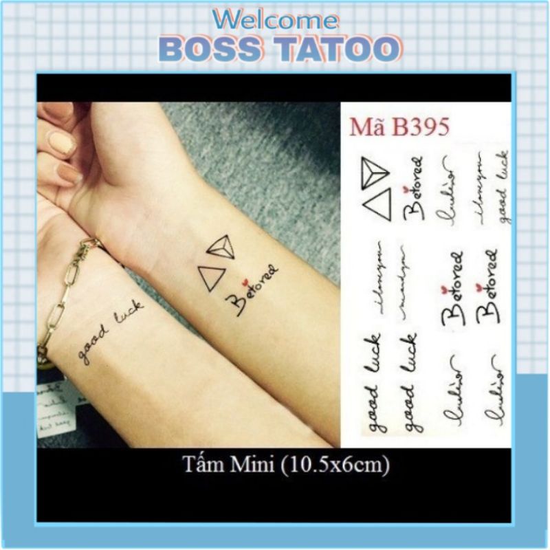 Hình xăm dán tatoo chữ befored, goodluck ms a21.Xăm dán tatoo mini tạm thời, size &lt;10x6cm