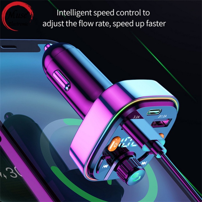 Sạc Nhanh Usb Pd Type C Kết Nối Bluetooth 5.0 Kiêm Đài Fm Rảnh Tay Cho Xe Hơi