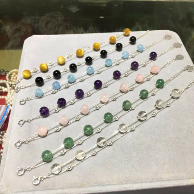 VÒNG TAY BẠC MIX ĐÁ T.A ĐỦ MÀU