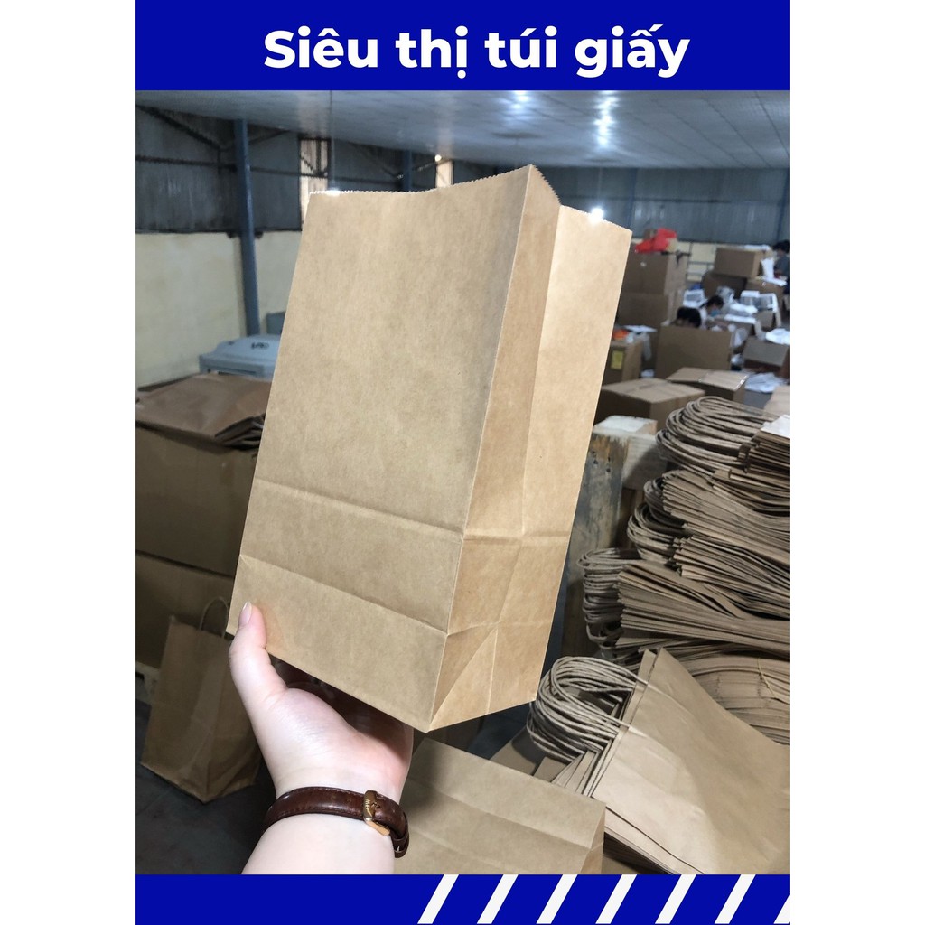 COMBO 100 CHIẾC TÚI GIẤY KRAFT XI MĂNG S1: 15.5x9x25 cm KHÔNG QUAI ( ẢNH THẬT SHOP TỰ CHỤP)