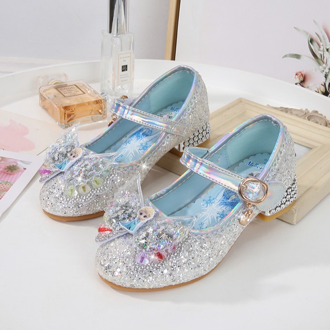 Giày công chúa Elsa búp bê cao gót cho bé gái 3-10 tuổi