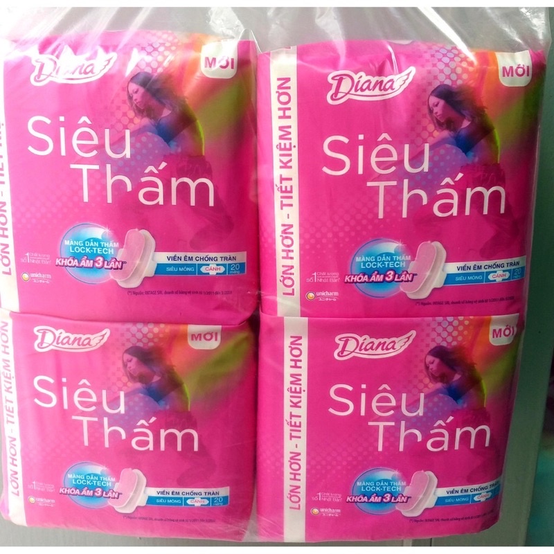 Băng vệ sinh ban ngày Diana siêu thấm siêu mỏng cánh 23cm 20 miếng
