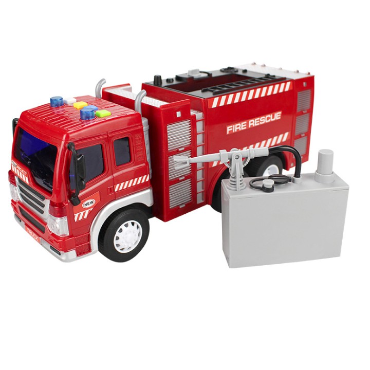 Ô tô cứu hỏa phun được nước đồ chơi trẻ em loại xe vòi phun xe chạy đà có âm thanh và đèn nháy