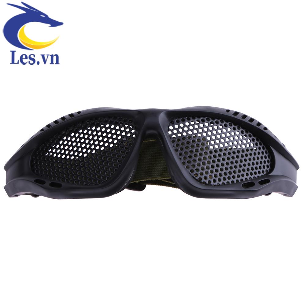 Kính Bảo Hộ Chiến Thuật Dạng Lưới Bằng Kim Loại Chống Sốc Màu Đen