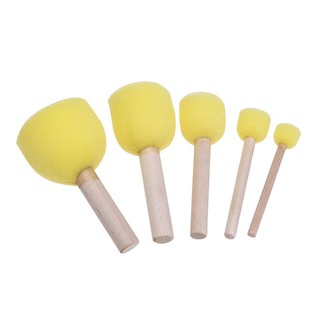 Set 5 cọ vẽ bọt biển cán gỗ cho bé