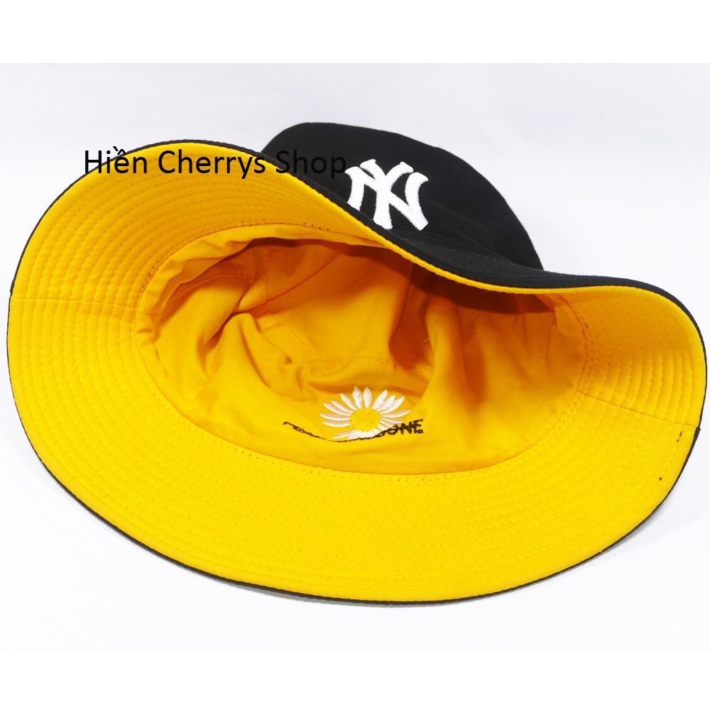Nón bucket 2 mặt thêu hình NY &amp; Hoa cúc độc đáo thích hợp cho cả nam và nữ