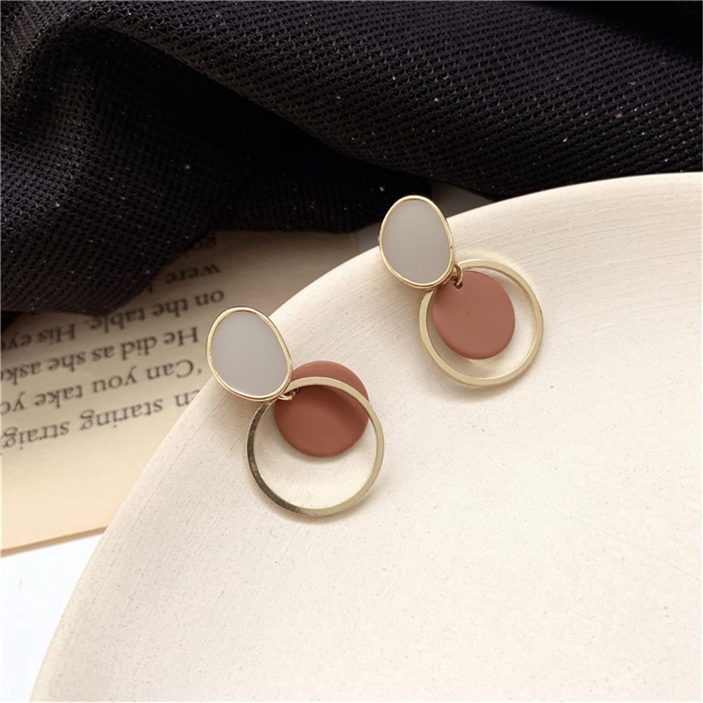 Bông Tai Hình Tròn Lớp Đơn Giản Phong Cách Hàn Quốc