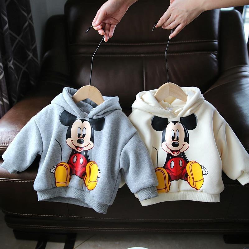 Áo Nỉ Lót Lông Hoodie Cho Bé Trai Và Bé Gái Hình Mickey Từ 5 Đến 32kg DOLY STORE