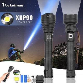 Đèn pin zoom bóng led xhp90 ánh sáng mạnh có cổng sạc usb kèm pin 18650 26650 cho hoạt động ngoài trời