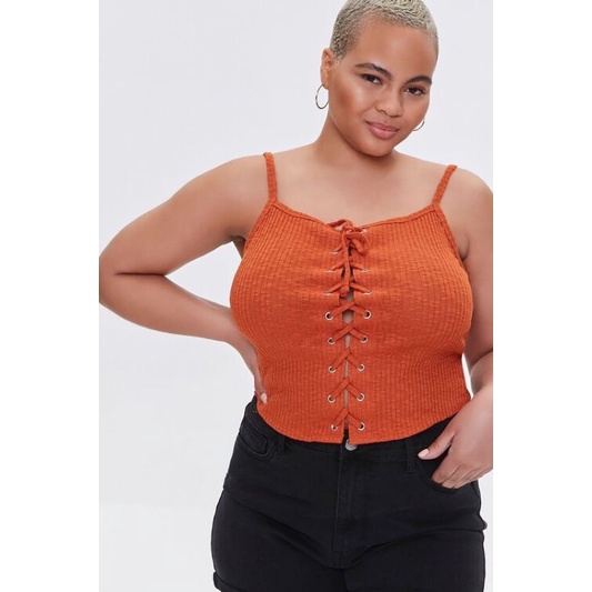 Áo dây len gân Lace up F21 & f21 plus bigsize