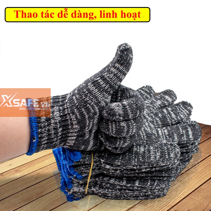 Găng tay bảo hộ sợi len 80g găng tay sợi len muối tiêu chống trơn trượt, thao tác linh hoạt, không hầm bí (loại dày)