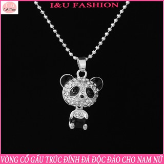 Vòng cổ dây chuyền gấu trúc đính đá màu bạc siêu đáng yêu và độc đáo cho Nam Nữ VC-22
