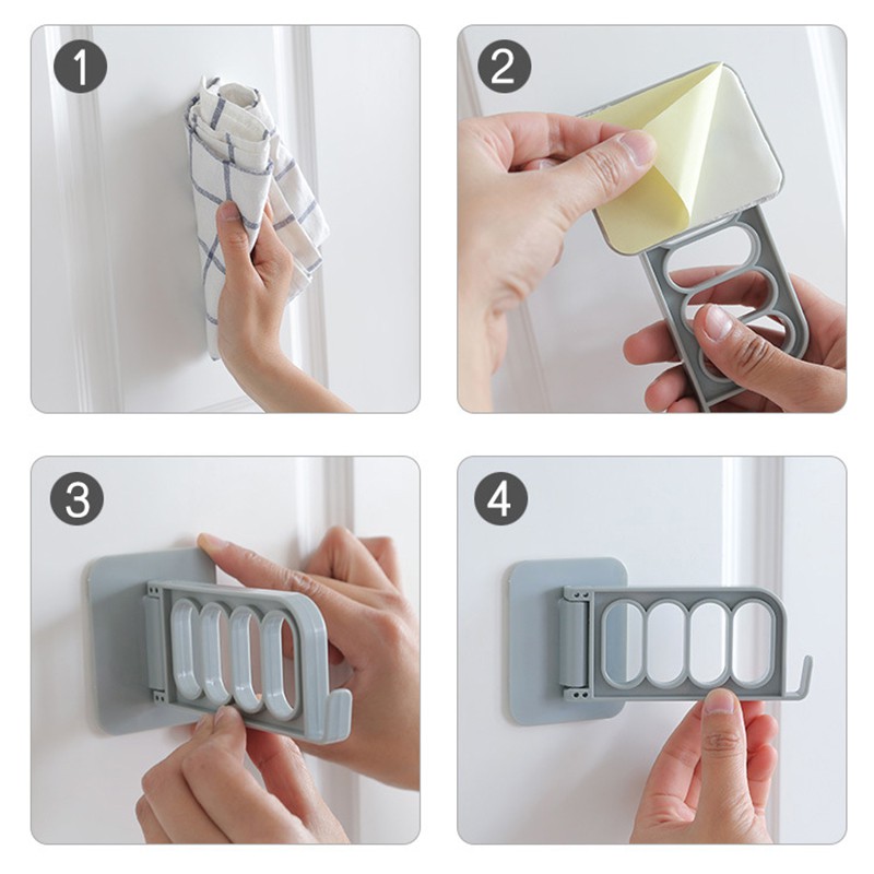 1 Móc Treo Đồ Gắn Tường Đa Năng Có 4 Ngăn Tiện Dụng Cho Nhà Tắm