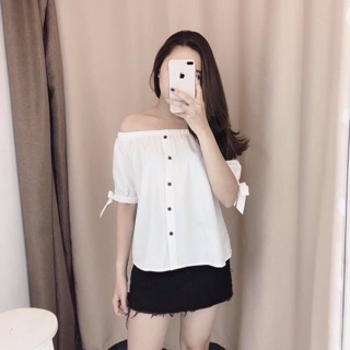 Áo trễ vai thắt nơ tay