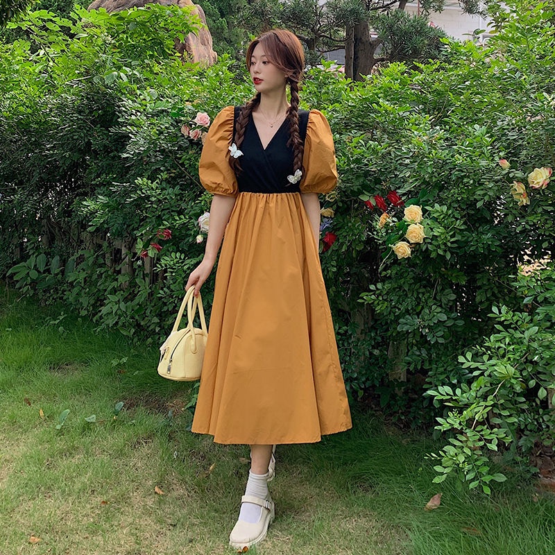 AMOI Đầm Nữ Giả Hai Mảnh Eo Cao Vừa Vặn Thời Trang