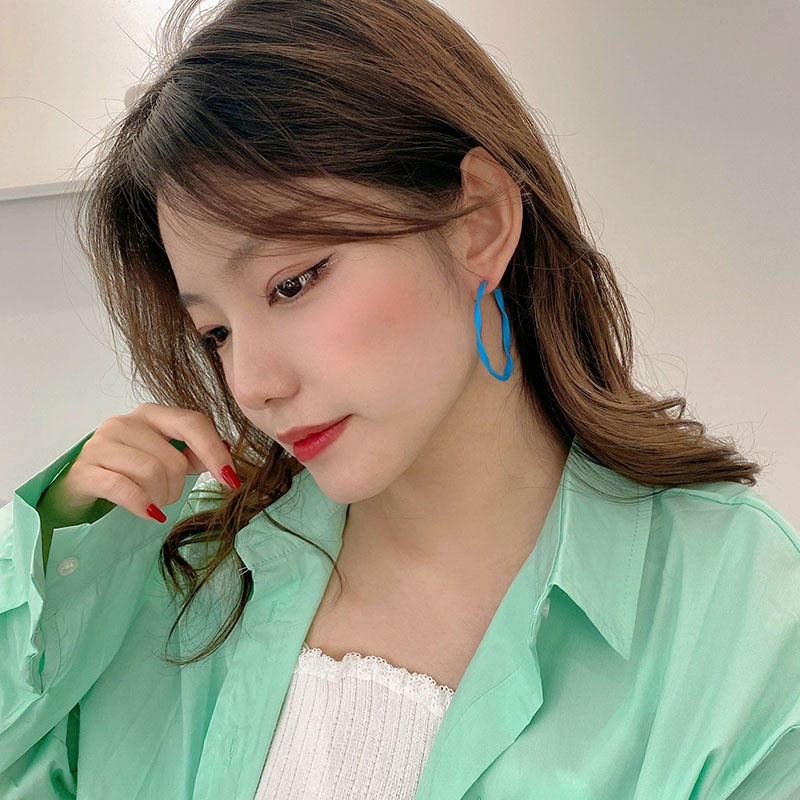 Korea Fashion Simple Pendant Earrings Enamel Flower Stud Earrings